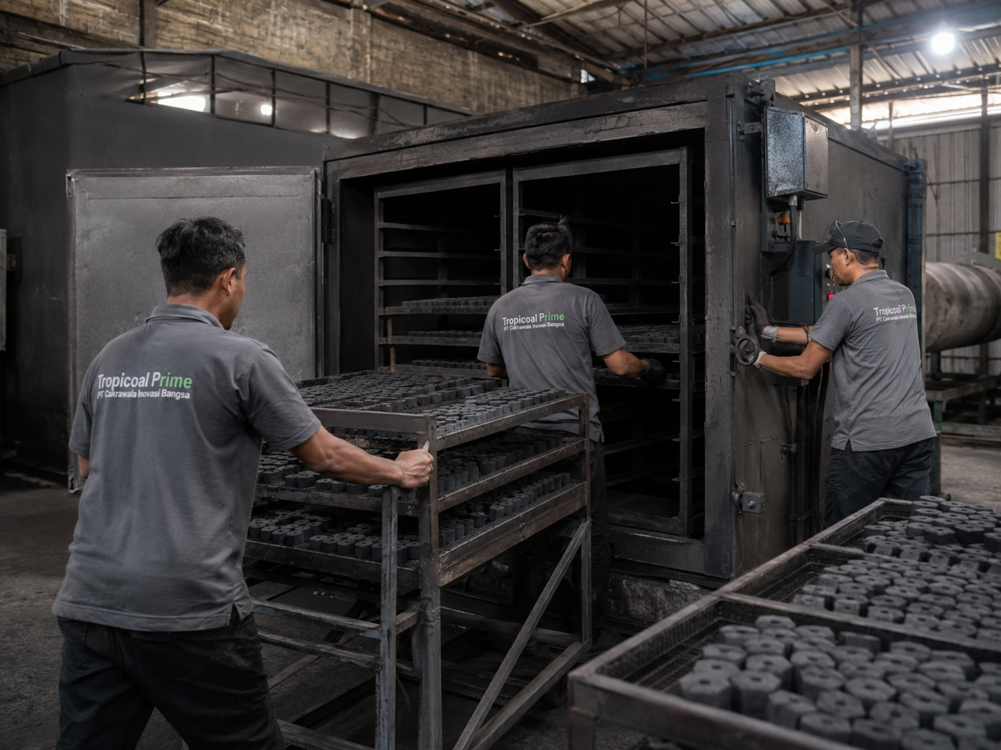 Coconut charcoal briquette drying process